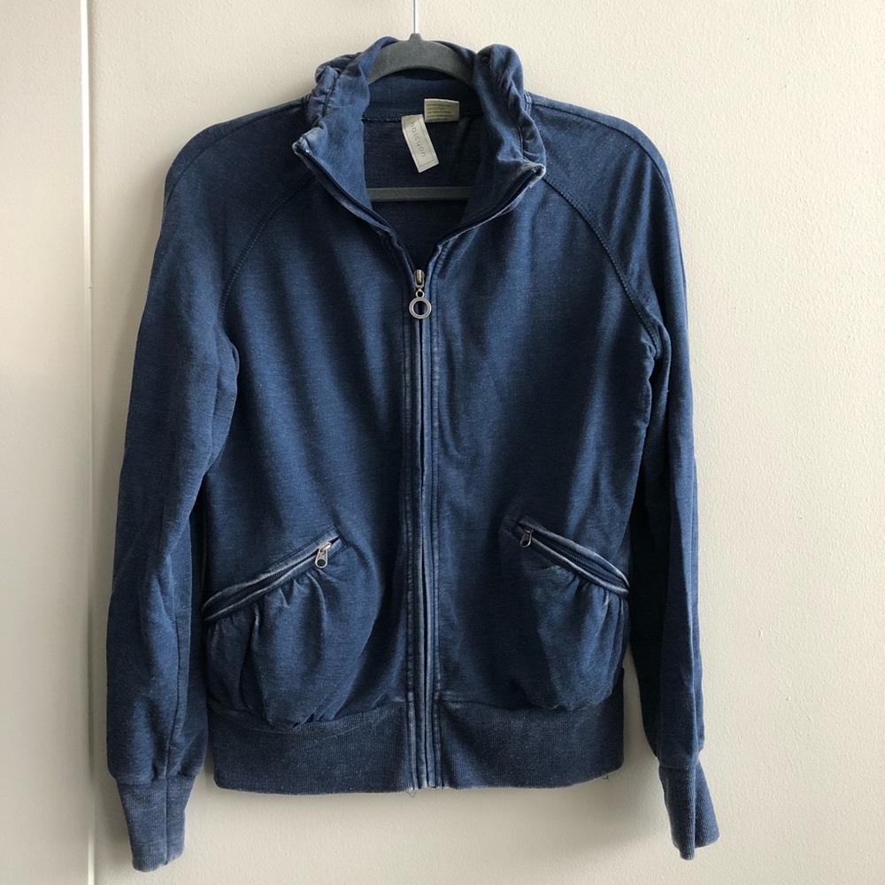 Halcyon Navy Funnel Neck Zip Up Sweatshirt